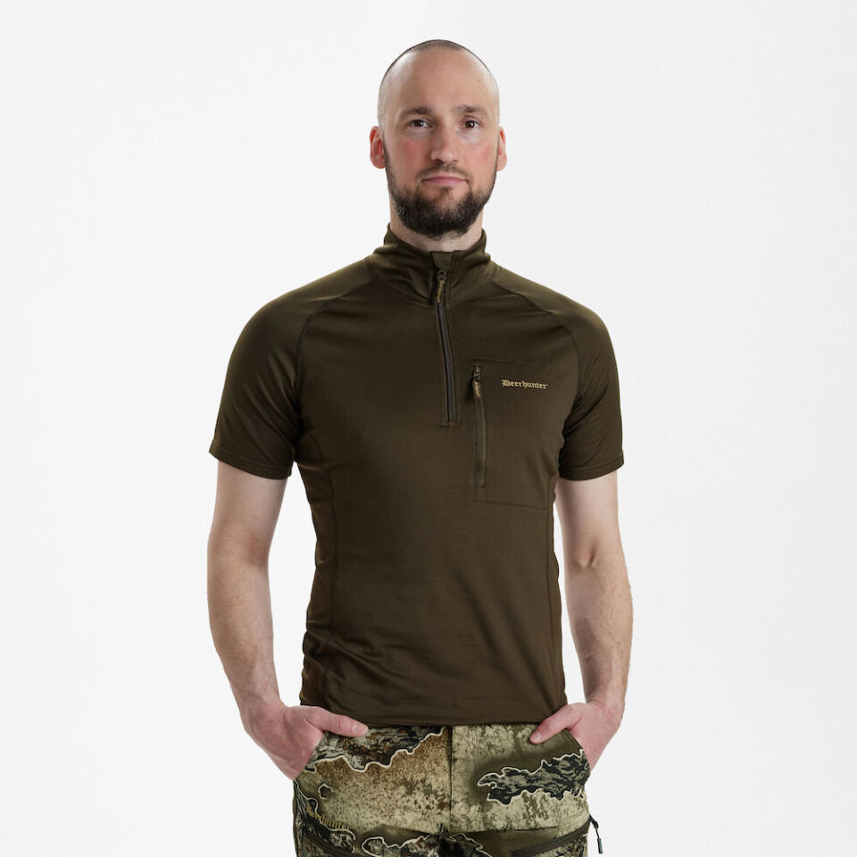 DEERHUNTER Yaka Fermuarlı K.Kollu Yeşil Tişört 2XL