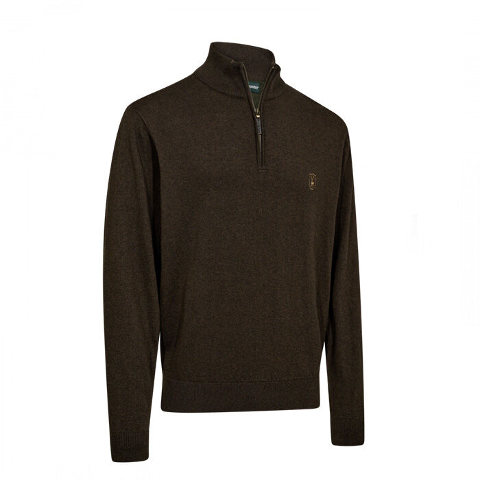 DEERHUNTER Harrington Fermuarlı Kahverengi Kazak XL